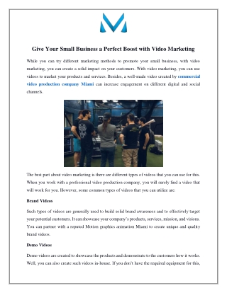 Give Your Small Business a Perfect Boost with Video Marketing