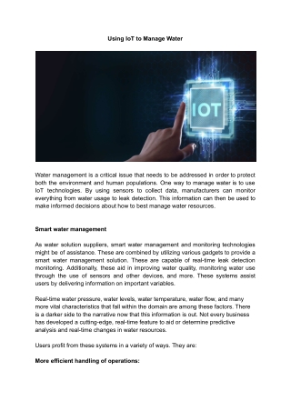 Using IoT to manage water