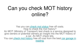 Can you check MOT history online_