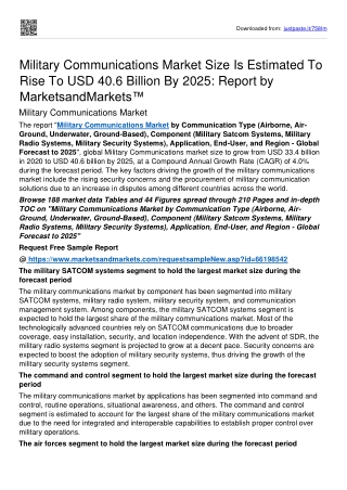 Military Communications Market Grow drastically at USD 40.6 billion By 2025