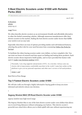 rideonelectric.com-5 Best Electric Scooters under 1000 with Reliable Perks 2022