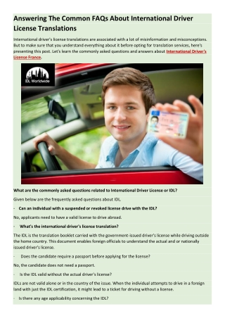Answering The Common FAQs About International Driver License Translations