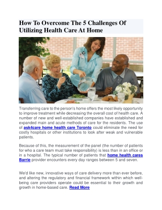 How To Overcome The 5 Challenges Of Utilizing Health Care At Home