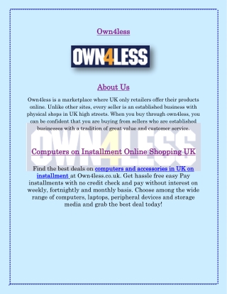Buy Computers on Installment in UK