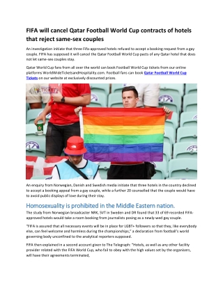FIFA will cancel Qatar Football World Cup contracts of hotels that reject same-sex couples