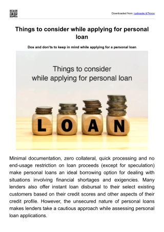 Things to consider while applying for personal loan
