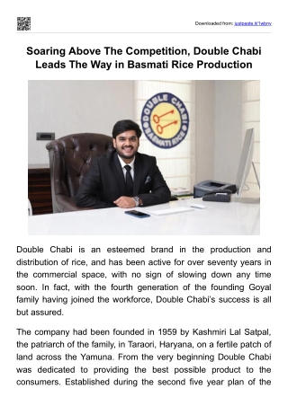 Soaring Above The Competition, Double Chabi Leads The Way in Basmati Rice Production