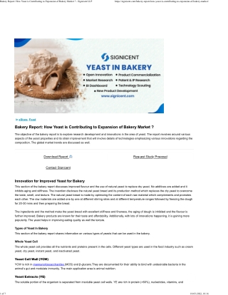 Bakery Report How Yeast is Contributing to Expansion of Bakery Market - Signicent LLP