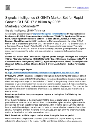 Signals Intelligence Market To Surpass USD 17.2 billion Threshold By 2025: MnM