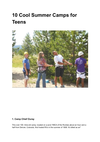 10 Cool Summer Camps for Teens