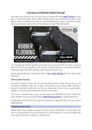 How Easy is to Maintain Rubber Flooring