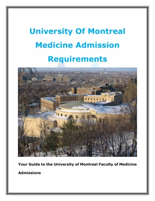 University Of Montreal Medicine Admission Requirements