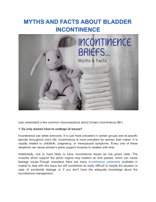 MYTHS AND FACTS ABOUT BLADDER INCONTINENCE