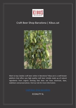 Craft Beer Shop BarcelonaCraft Beer Shop Barcelona  Kibus