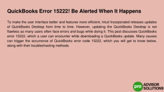 QuickBooks Error 15222! be careful when this happens