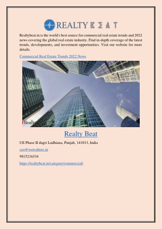 Commercial Real Estate Trends 2022 News Realtybeat.in