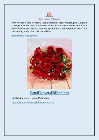 Send Flowers to Philippines Sendflowersphilippines.com.ph