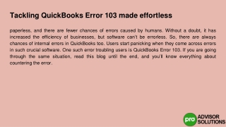 Dealing with QuickBooks Error 103 Made Easier