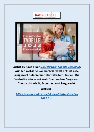 Düsseldorfer Tabelle 2022 | RA-Kotz.de
