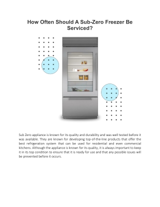 How Often Should A Sub-Zero Freezer Be Serviced