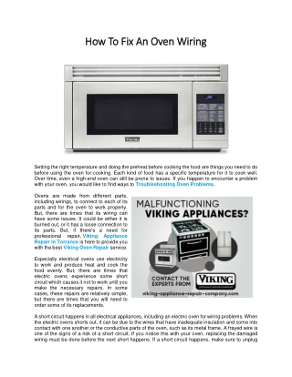 How To Fix An Oven Wiring