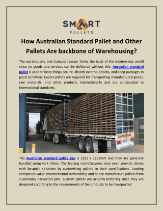How Australian Standard Pallet and Other Pallets Are backbone of Warehousing?