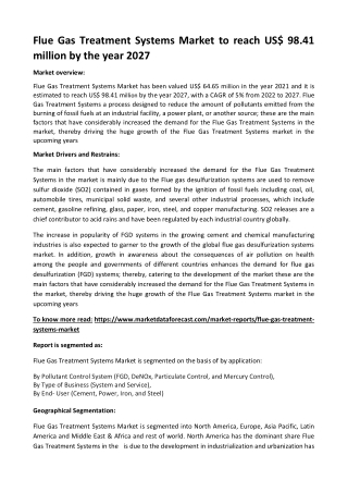 Flue Gas Treatment Systems Market
