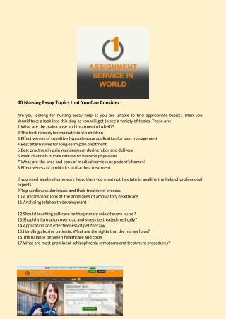 40 Nursing Essay Topics that You Can Consider