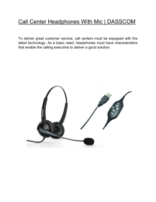 Call Center Headphones With Mic  | DASSCOM