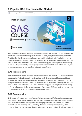 5 Popular SAS Courses in the Market
