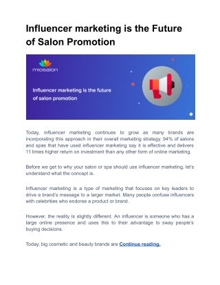 Influencer marketing is the Future of Salon Promotion