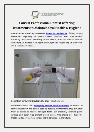 Consult Professional Dentist Offering Treatments to Maintain Oral Health & Hygiene