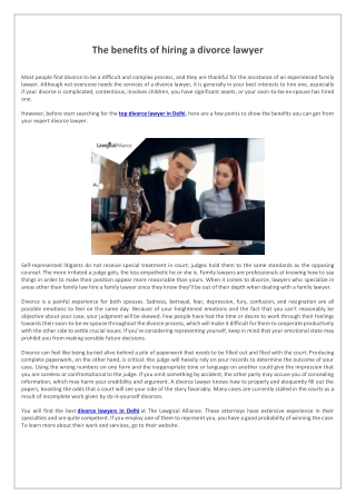 The benefits of hiring a divorce lawyer