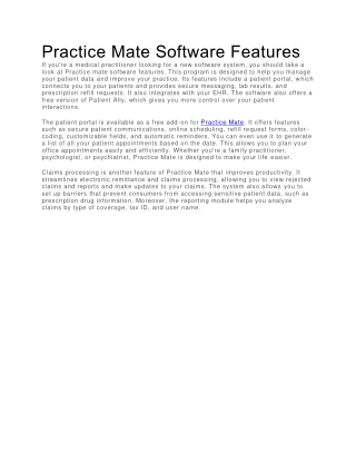 Practice Mate Software Features