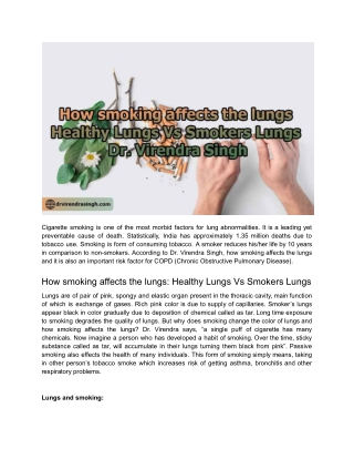 How smoking affects the lungs_ Healthy Lungs Vs Smoker’s Lungs; Dr. Virendra Singh
