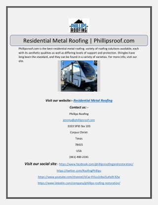 Residential Metal Roofing | Phillipsroof.com