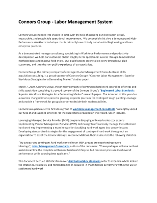 Connors Group - Labor Management System