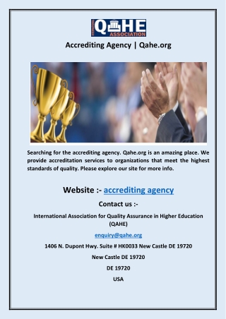 Accrediting Agency | Qahe.org