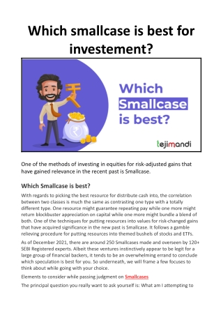 Which smallcase is best for investement