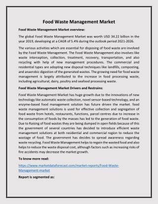 Food Waste Management Market PDF