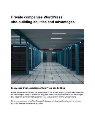 Private companies WordPress' site-building abilities and advantages