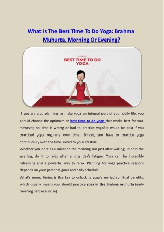 The Best Time To Do Yoga: Brahma Muhurta, Morning Or Evening