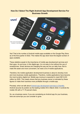 How Do I Select The Right Android App Development Service For Business Growth