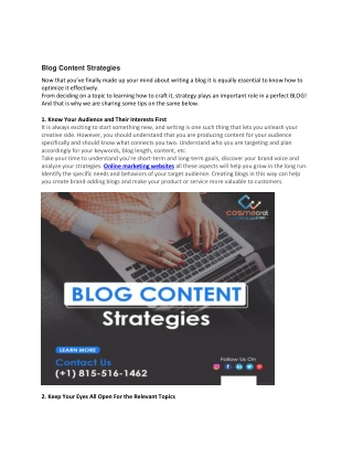 Blog Content Strategies