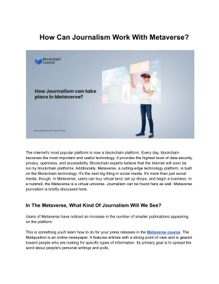 How Can Journalism Work With Metaverse?