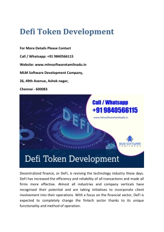 Defi Token Development