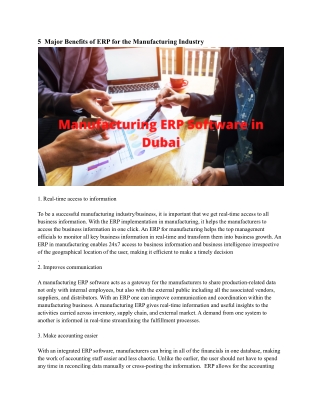 Manufacturing ERP Software in Dubai