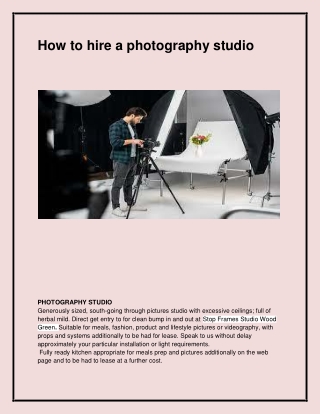 Best Photography Studio Hire in Cambridge Heath