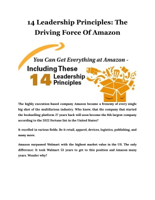 14 Leadership Principles: The Driving Force Of Amazon