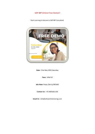 SAP IBP Online Free Demo!!